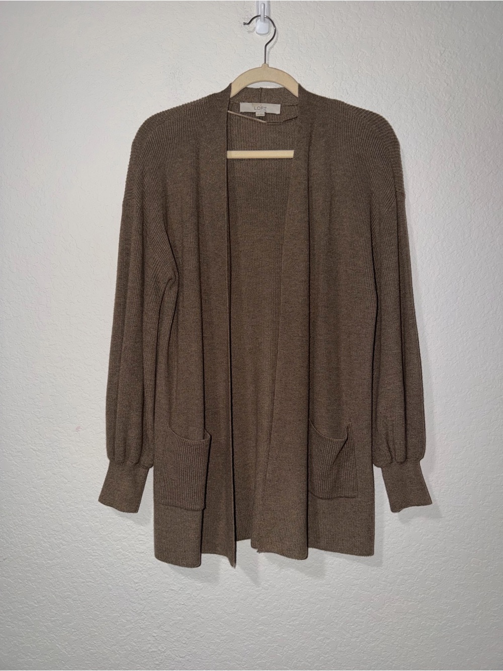 LOFT Open-Front Brown Cardigan Sweater